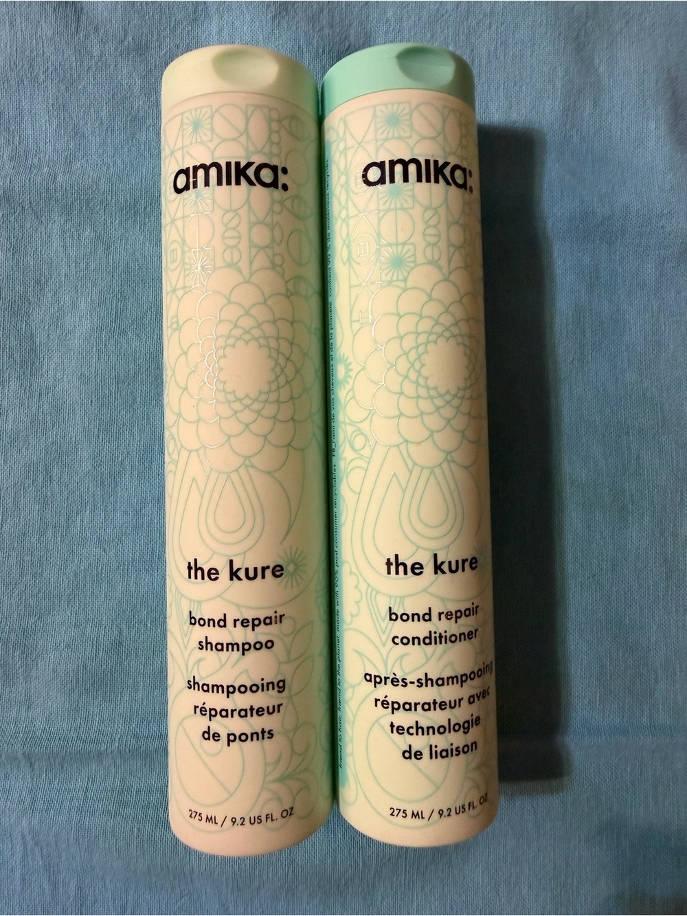 amika The Kure Bond Repair Shampoo & Conditioner Set - Mint/Off-White